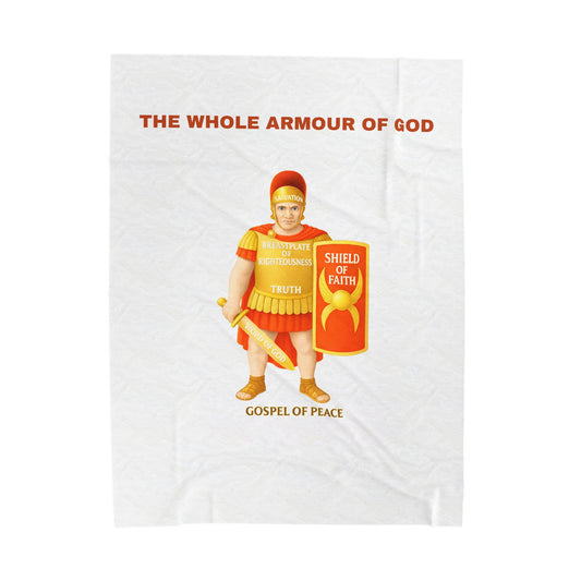 Velveteen Blanket — "The Whole Armour of God" Christian Shield of Faith Plush Throw