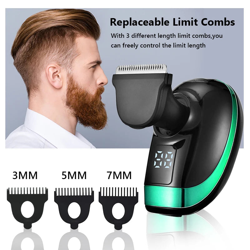 5 in 1 4D Men'S Rechargeable Bald Head Electric Shaver 5 Floating Heads Beard Nose Ear Hair Trimmer Razor Clipper Facial Brush