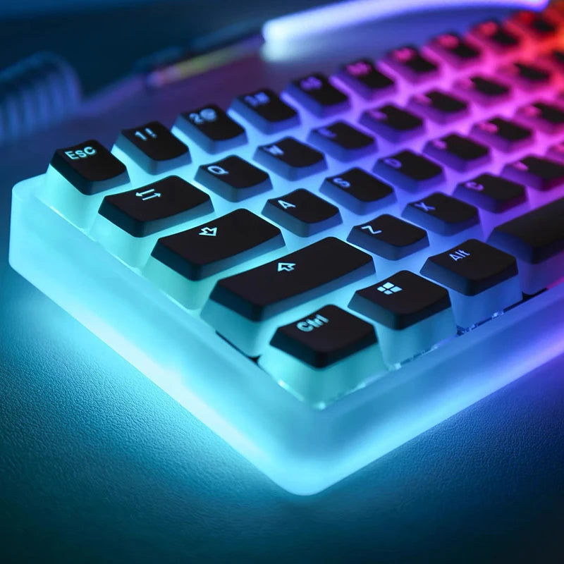 129 Keys Pudding Keycaps OEM Profile PBT Double Shot Keycap for Mx Switch Mechanical Keyboard ISO Layout RGB Backlit Key Caps