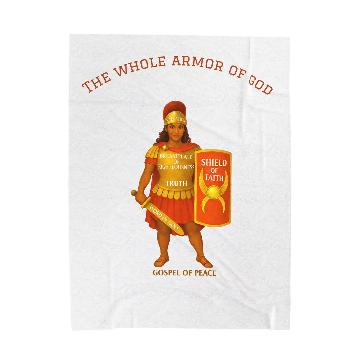 Christian Armor Velveteen Plush Blanket — "The Whole Armour of God" Shield of Faith Design