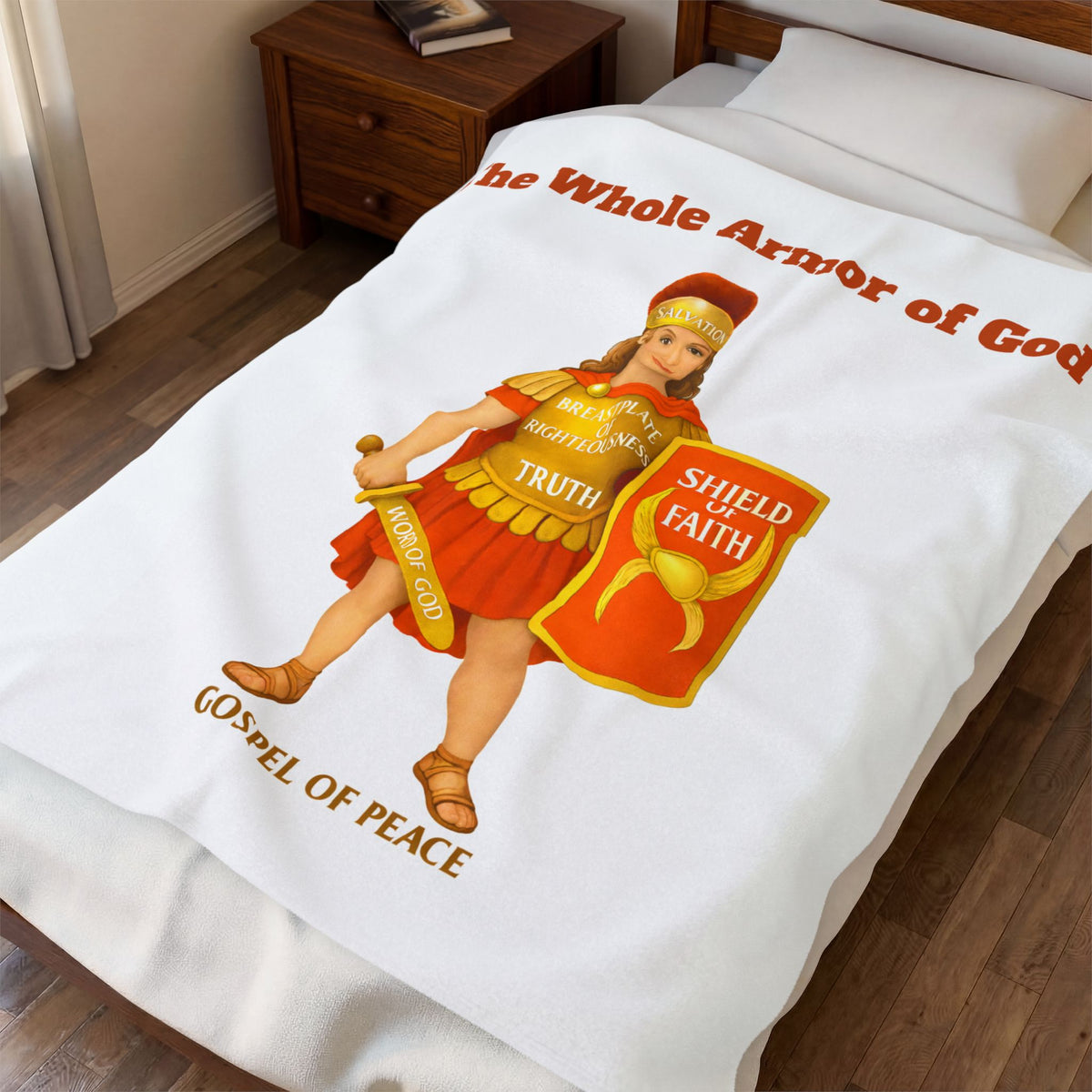 Armor of God Velveteen Plush Blanket — Shield of Faith Christian Throw