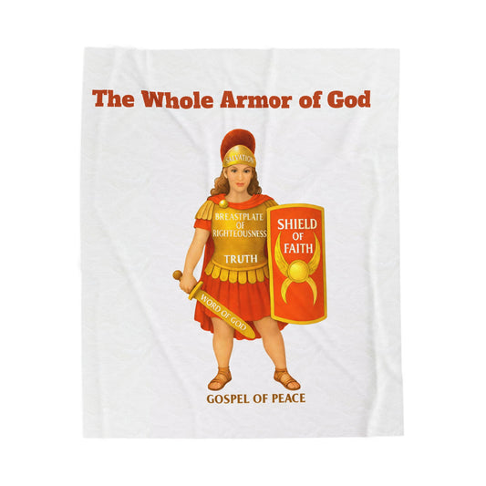 Armor of God Velveteen Plush Blanket — Shield of Faith Christian Throw