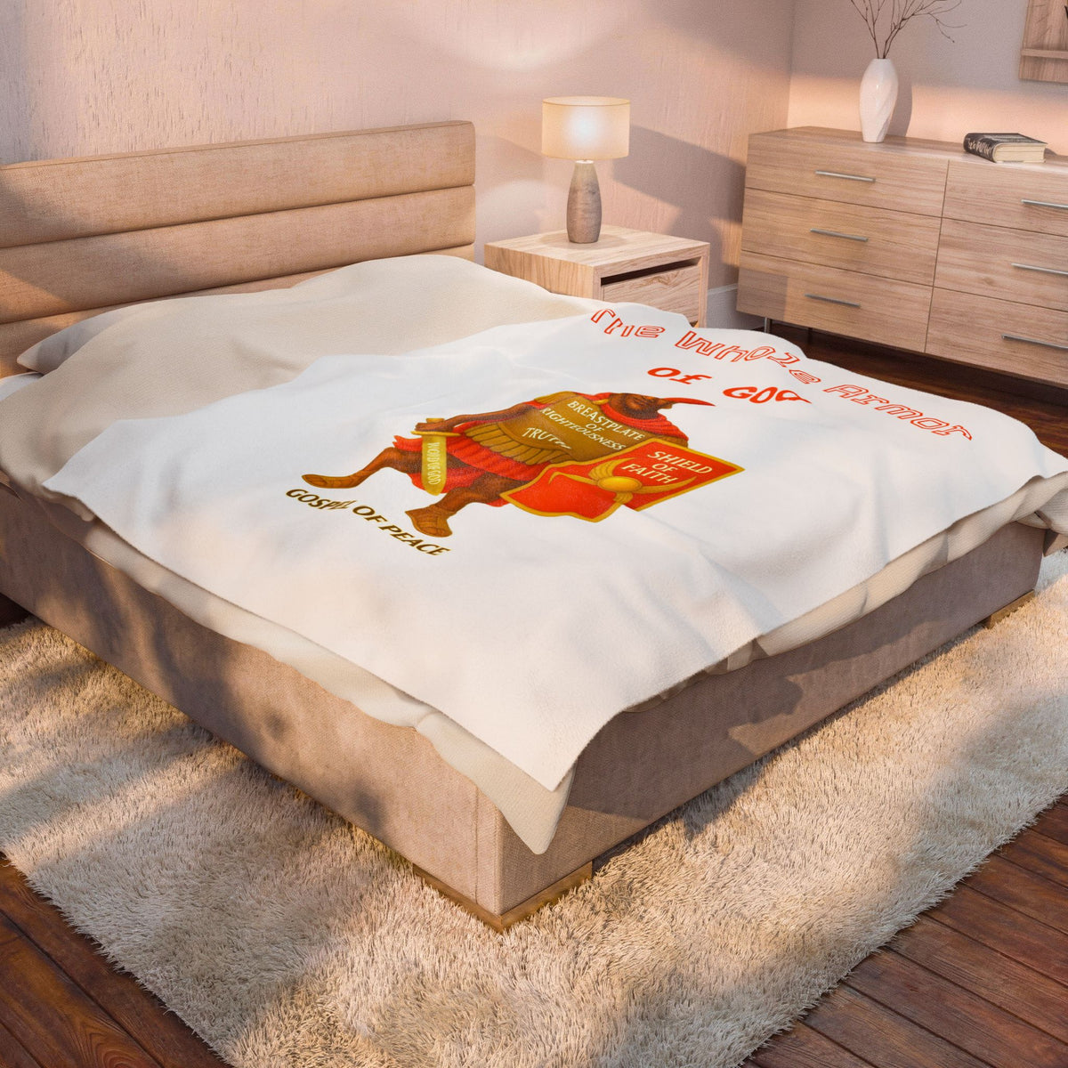 Plush Blanket — "The Whole Armour of God" Christian Velveteen Throw