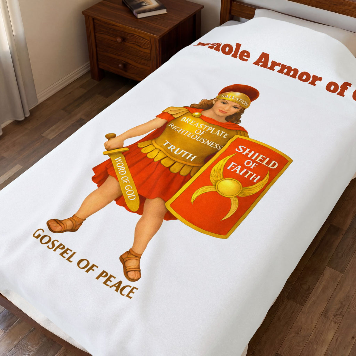 Armor of God Velveteen Plush Blanket — Shield of Faith Christian Throw