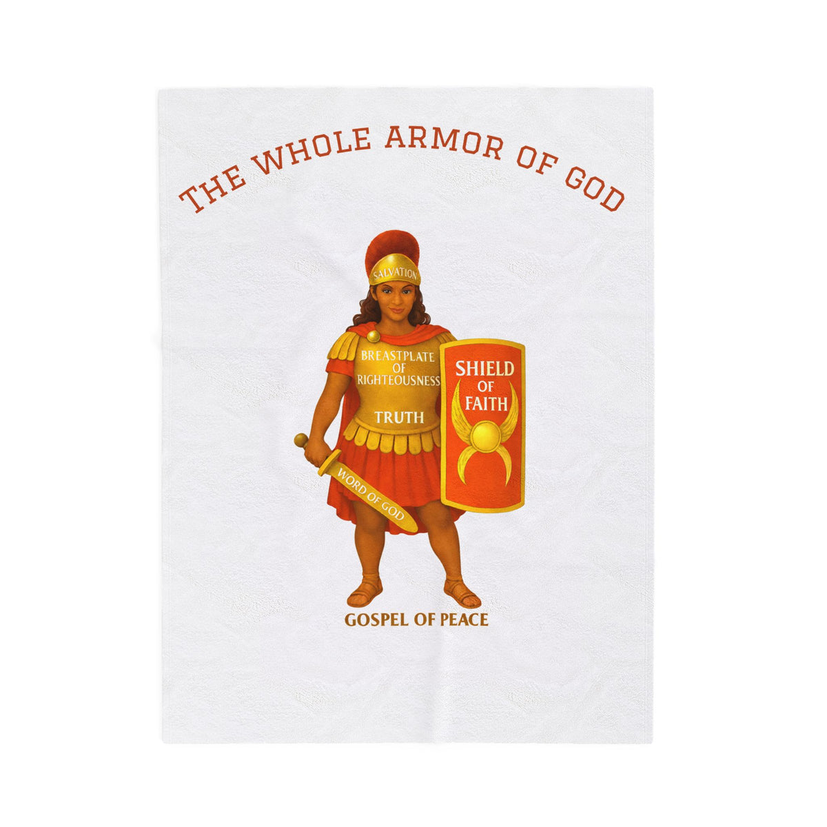 Christian Armor Velveteen Plush Blanket — "The Whole Armour of God" Shield of Faith Design
