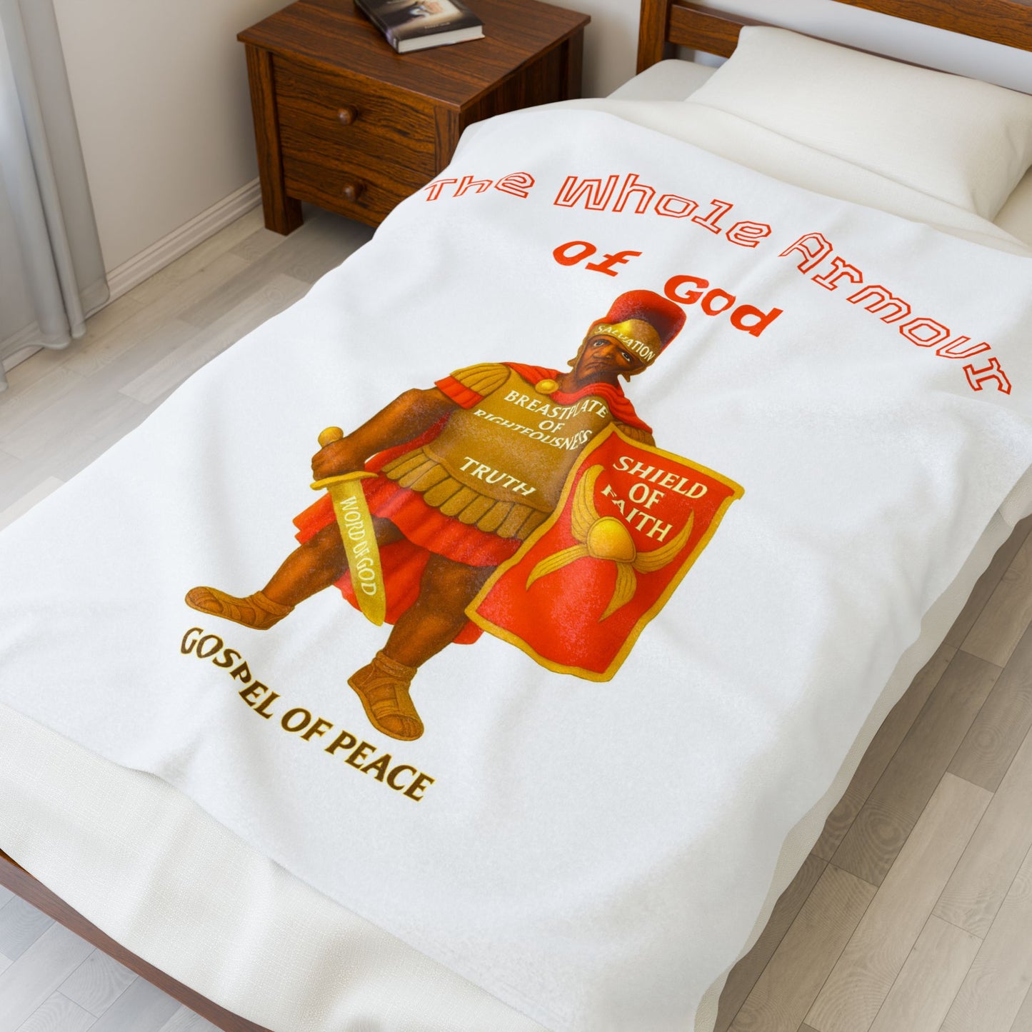 Plush Blanket — "The Whole Armour of God" Christian Velveteen Throw