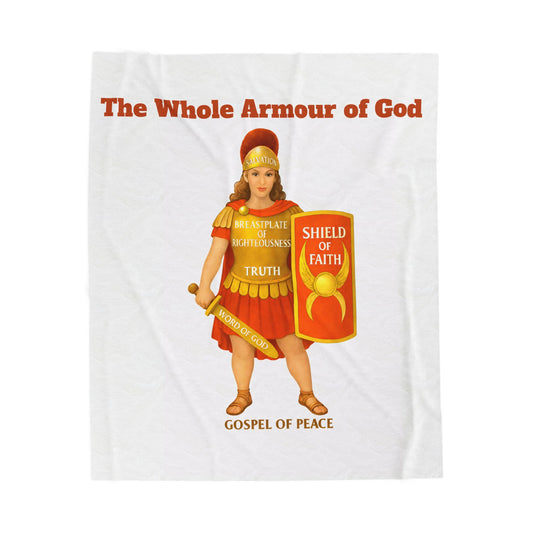 Armor of God Velveteen Plush Blanket — Shield of Faith Christian Throw