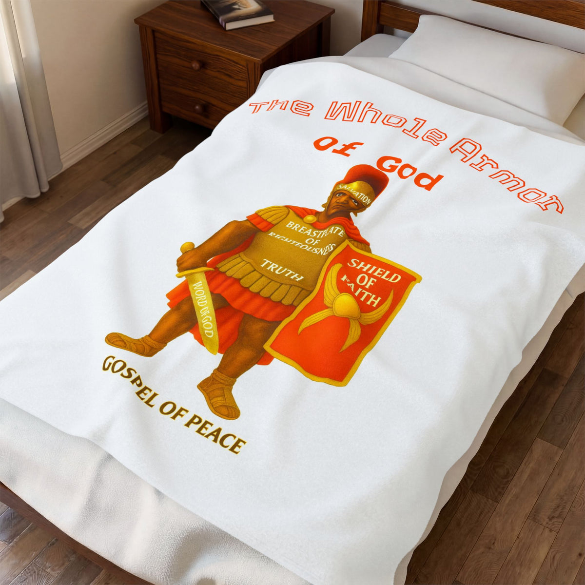 Plush Blanket — "The Whole Armour of God" Christian Velveteen Throw
