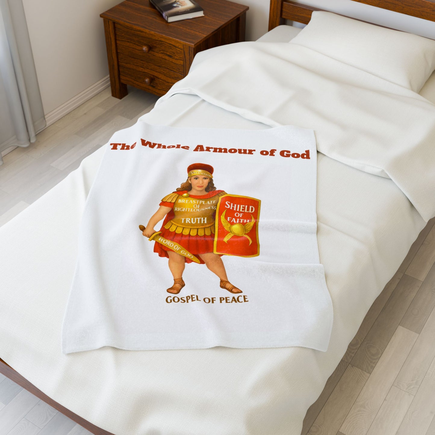 Armor of God Velveteen Plush Blanket — Shield of Faith Christian Throw