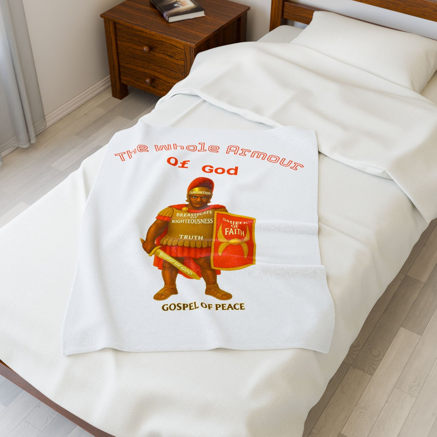 Plush Blanket — "The Whole Armour of God" Christian Velveteen Throw