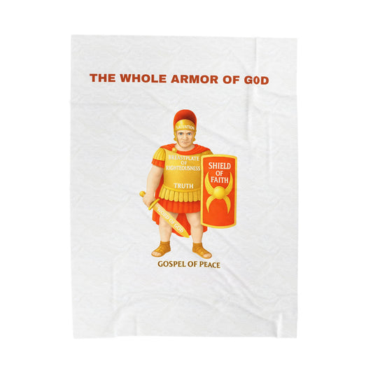 Velveteen Blanket — "The Whole Armour of God" Christian Shield of Faith Plush Throw
