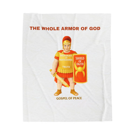 Velveteen Blanket — "The Whole Armour of God" Christian Shield of Faith Plush Throw