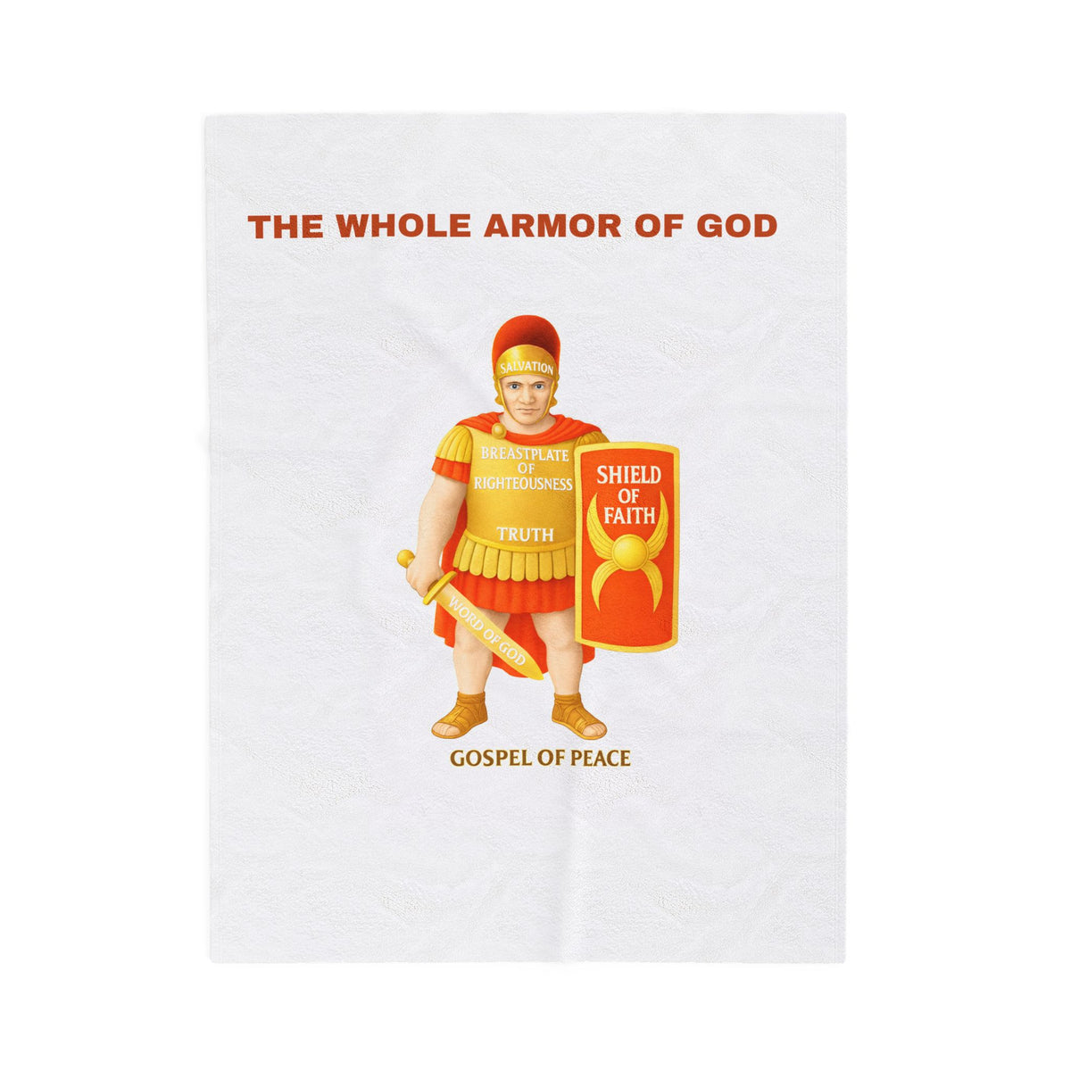 Velveteen Blanket — "The Whole Armour of God" Christian Shield of Faith Plush Throw