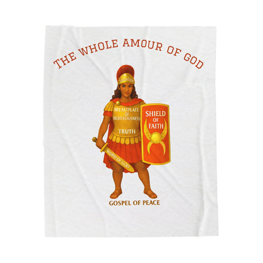 Christian Armor Velveteen Plush Blanket — "The Whole Armour of God" Shield of Faith Design