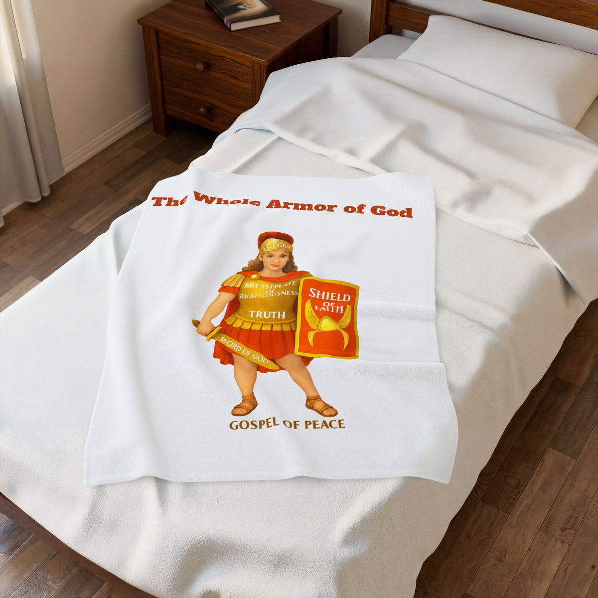 Armor of God Velveteen Plush Blanket — Shield of Faith Christian Throw