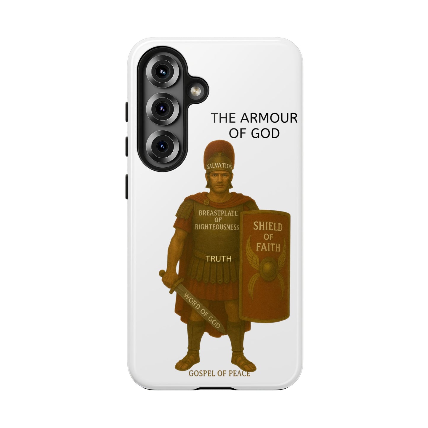 Tough Phone Case — 'The Armour of God' Christian Faith Phone Cover (Shield of Faith, Gospel of Peace)