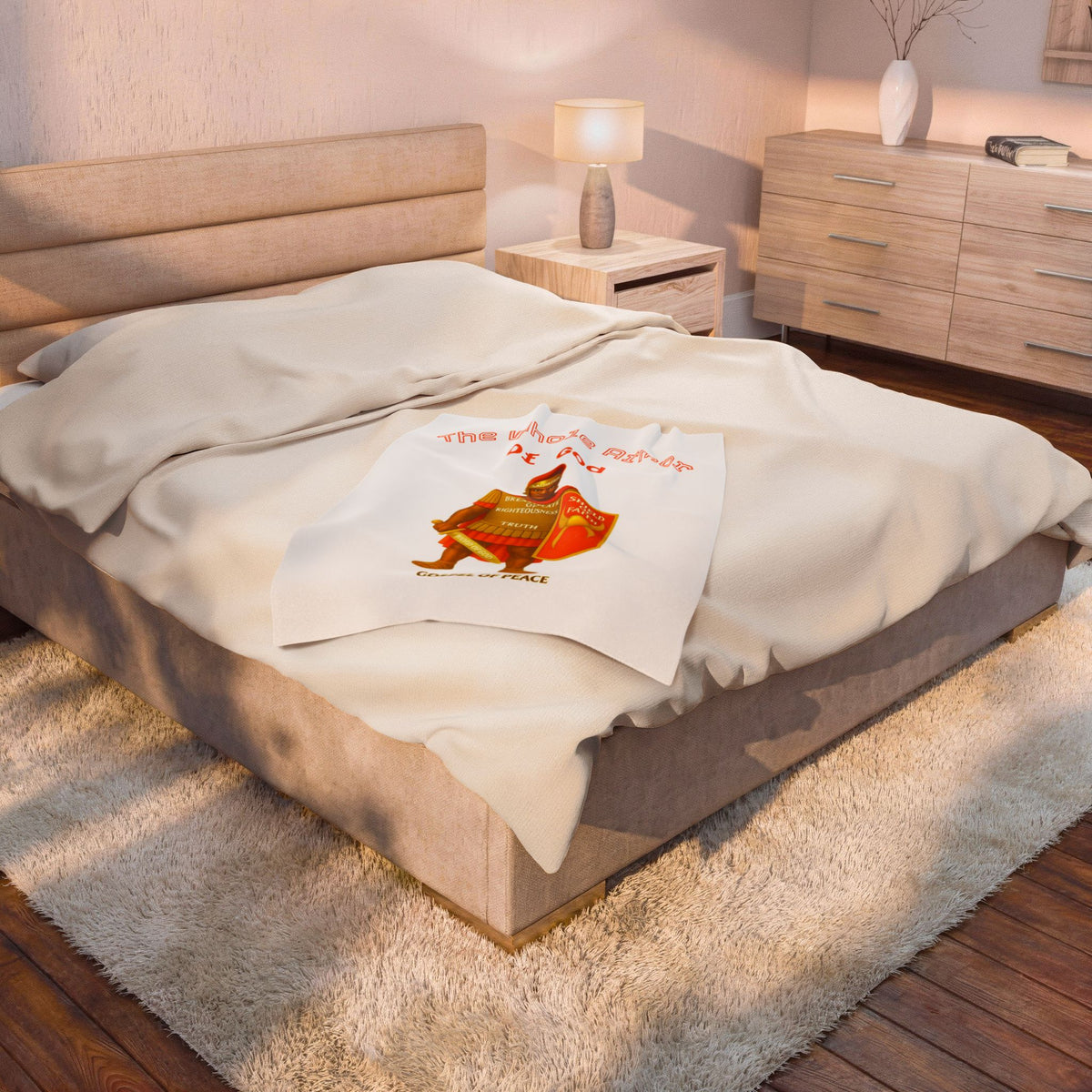 Plush Blanket — "The Whole Armour of God" Christian Velveteen Throw