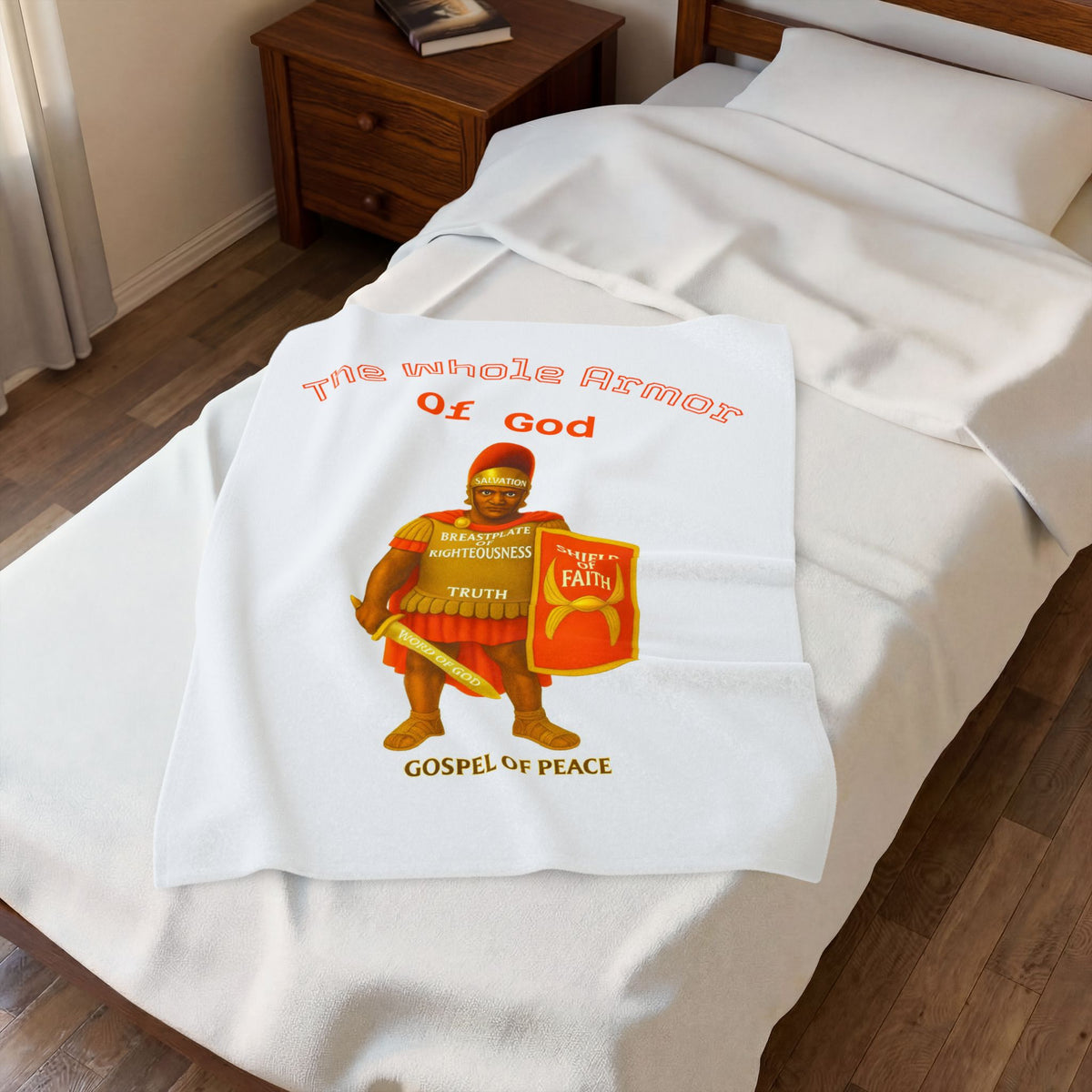 Plush Blanket — "The Whole Armour of God" Christian Velveteen Throw