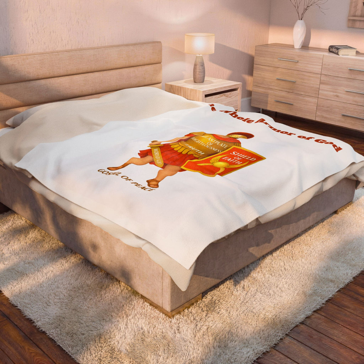 Armor of God Velveteen Plush Blanket — Shield of Faith Christian Throw