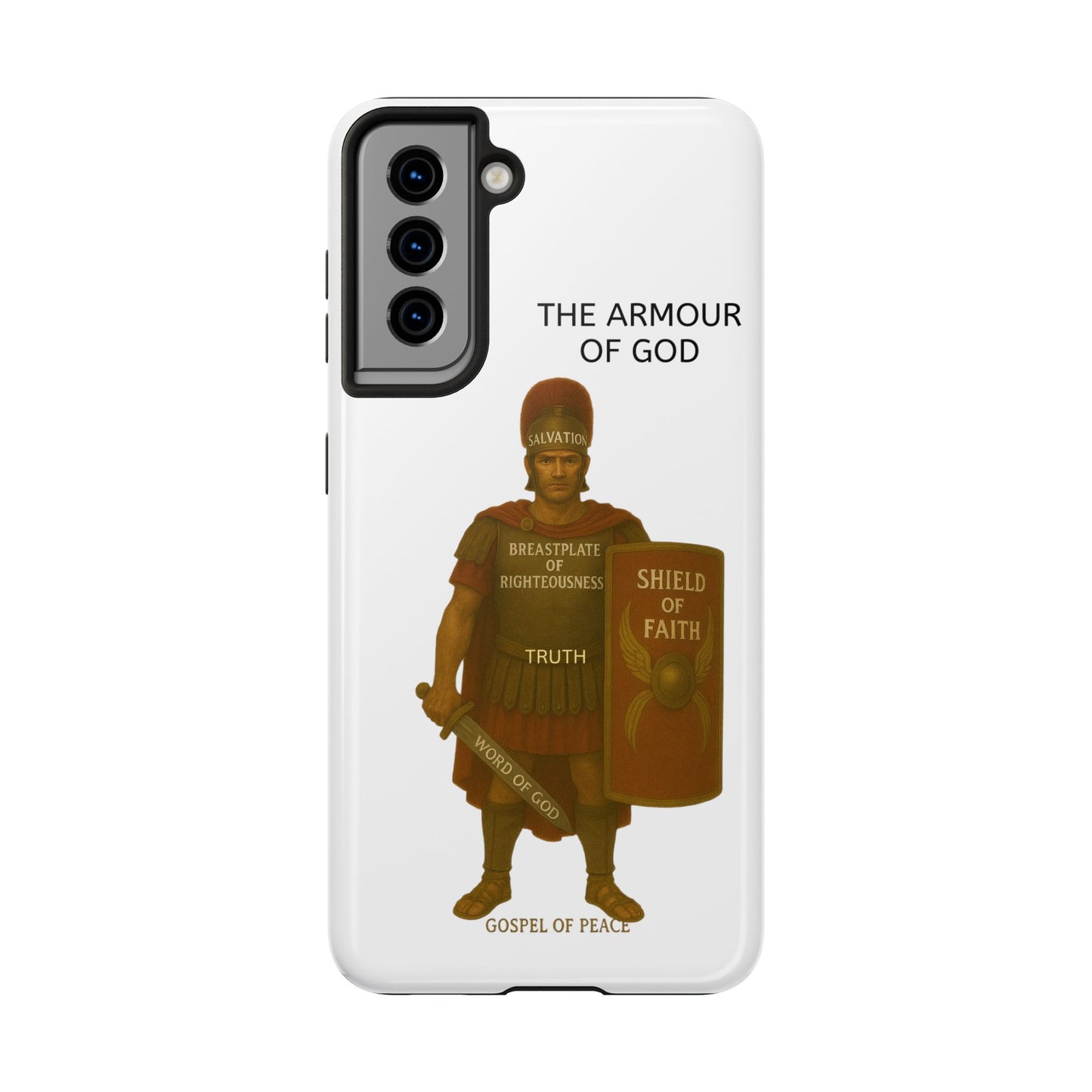 Tough Phone Case — 'The Armour of God' Christian Faith Phone Cover (Shield of Faith, Gospel of Peace)