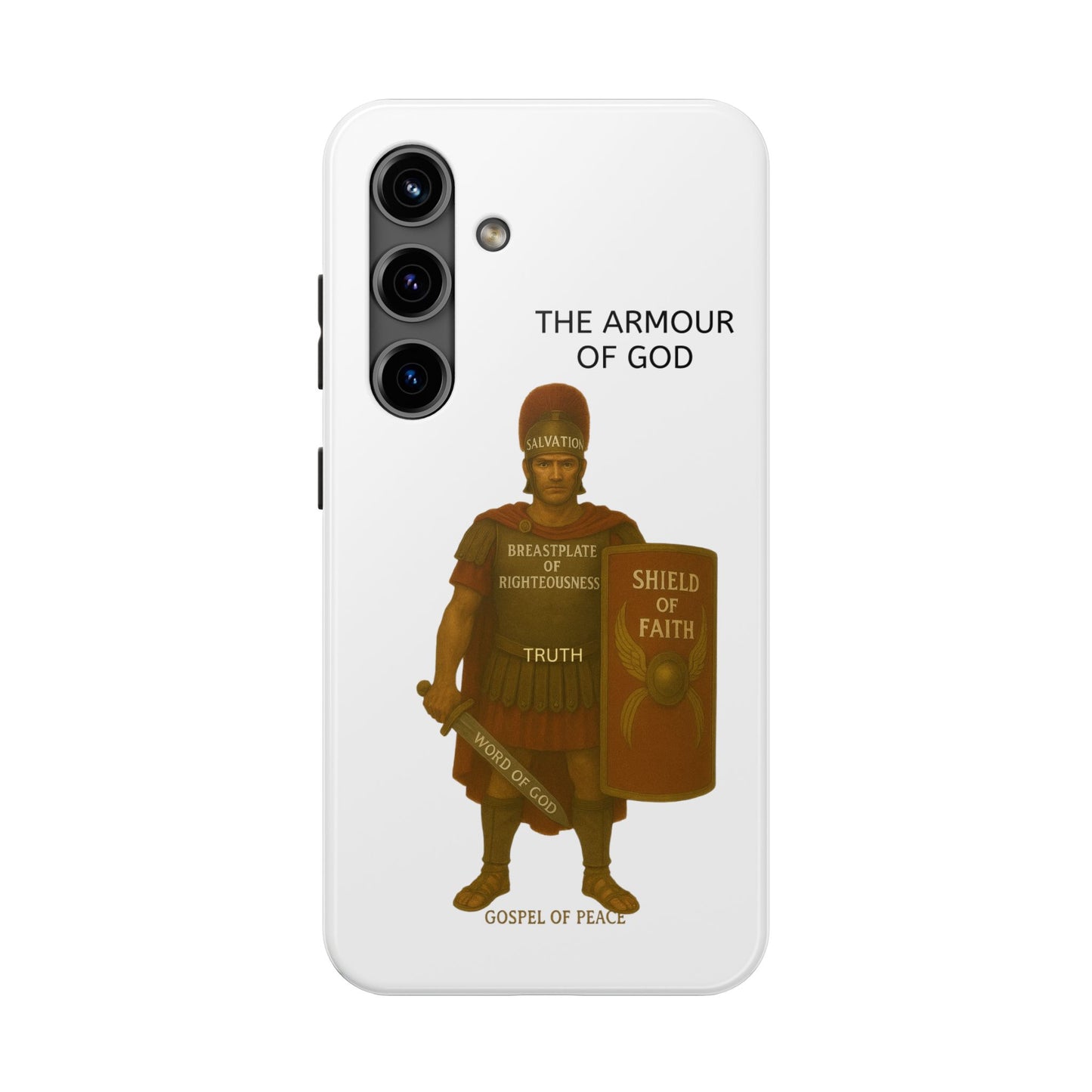 Tough Phone Case — 'The Armour of God' Christian Faith Phone Cover (Shield of Faith, Gospel of Peace)