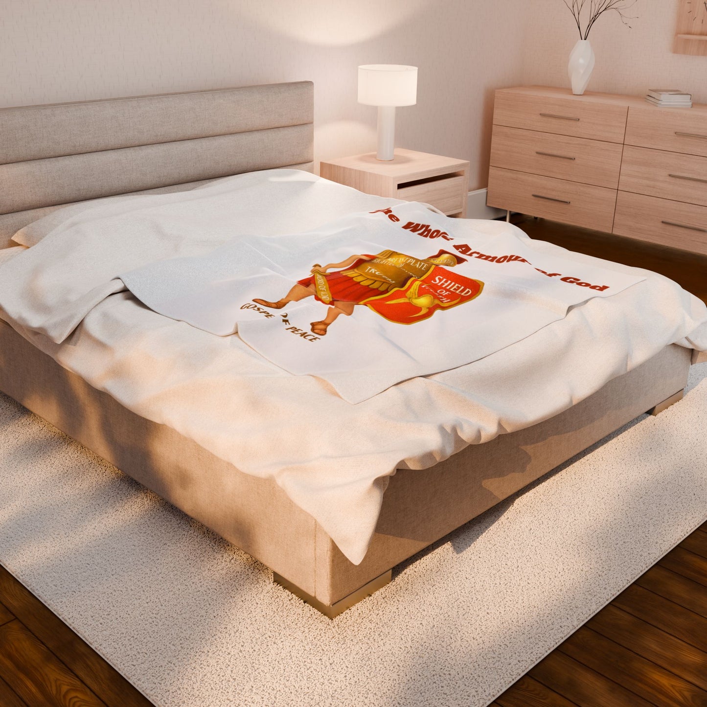 Armor of God Velveteen Plush Blanket — Shield of Faith Christian Throw