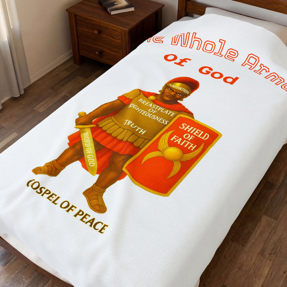 Plush Blanket — "The Whole Armour of God" Christian Velveteen Throw