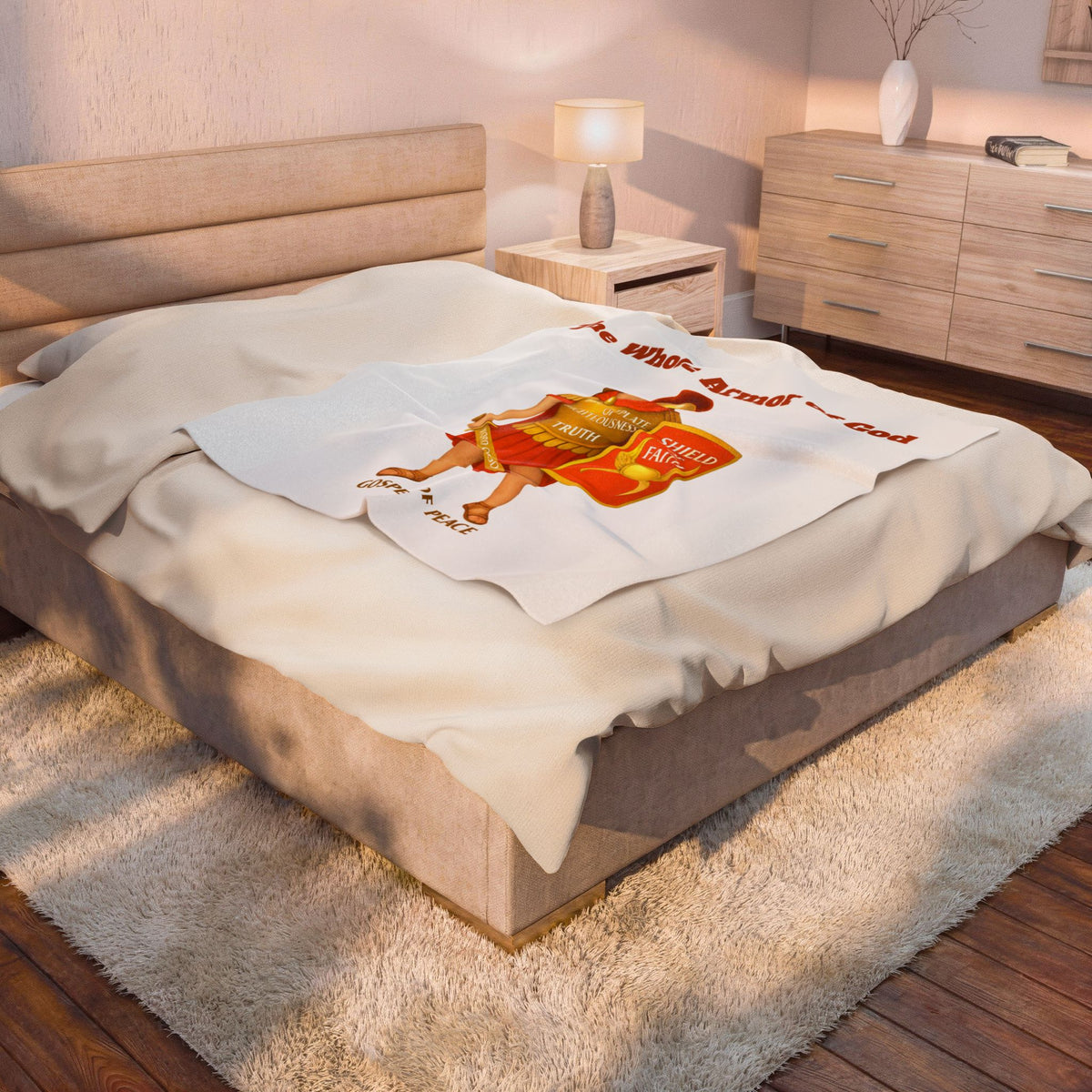 Armor of God Velveteen Plush Blanket — Shield of Faith Christian Throw