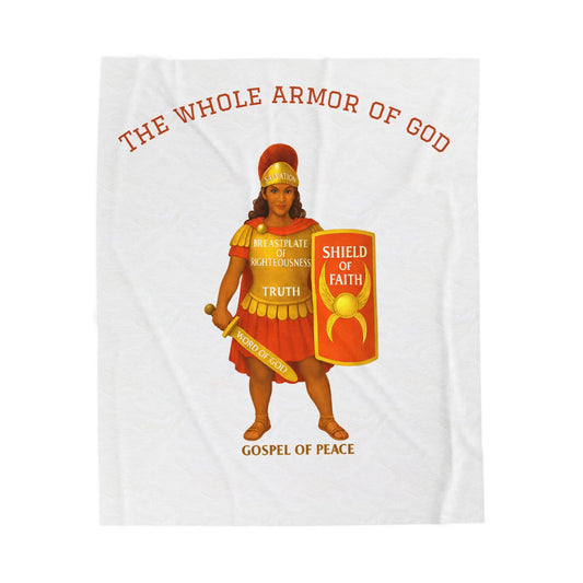 Christian Armor Velveteen Plush Blanket — "The Whole Armour of God" Shield of Faith Design