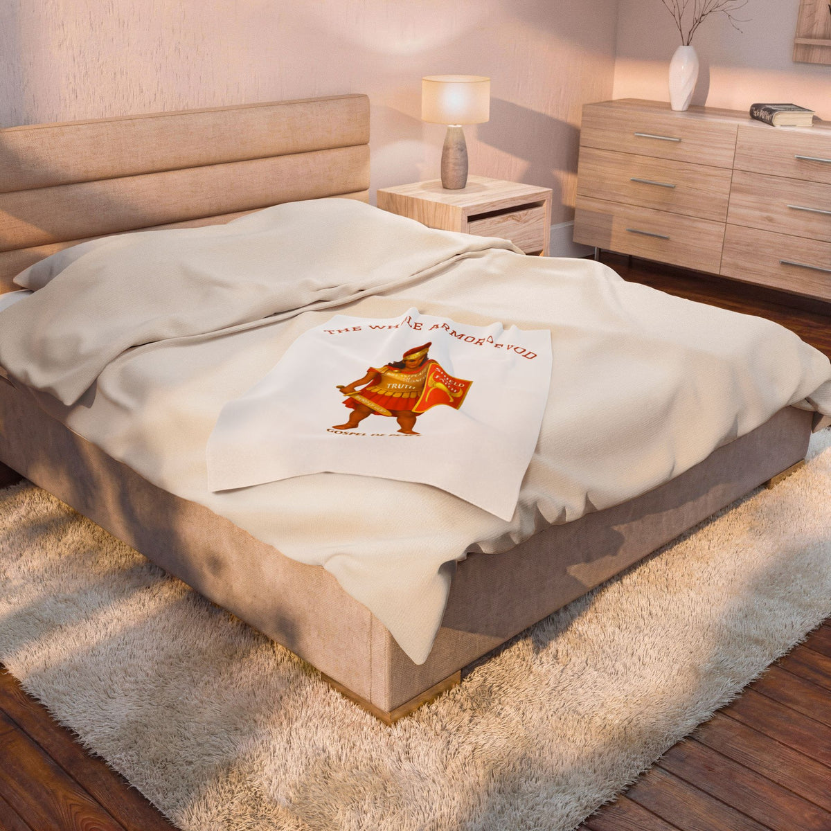 Christian Armor Velveteen Plush Blanket — "The Whole Armour of God" Shield of Faith Design