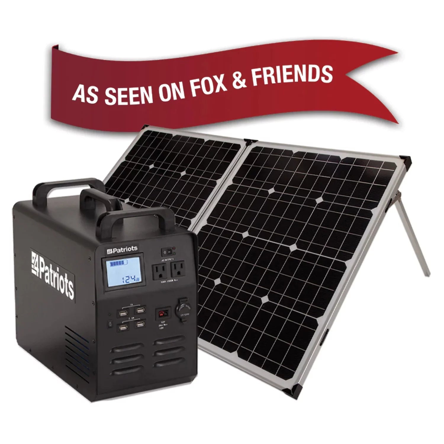 Patriot Power Generator - Fume-Free, Silent & Safe Lithium-Iron-Phosphate Battery - 100-Watt Solar Panel Included- Reliable Power Source during an Outage - Quiet and Portable - 2,500 + Lifecycles