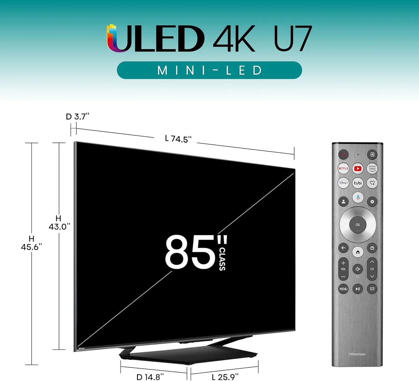 75-Inch Class U7 Series Mini-Led Pro ULED 4K UHD Google Smart TV (75U7N) - QLED Quantum Dot Color, Dolby Vision, Native 144Hz, up to 1500-Nit, Full Array Local Dimming, Motion Rate 480